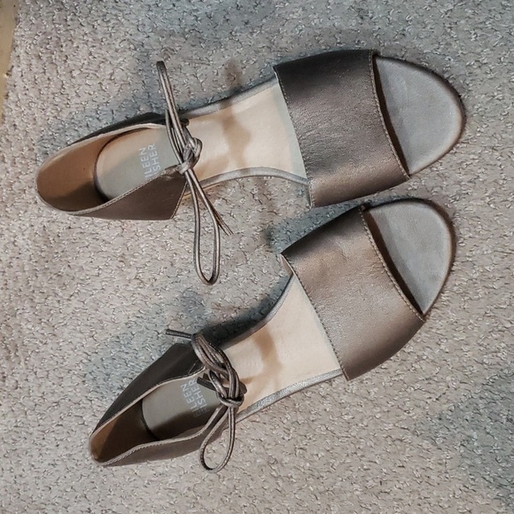 EILEEN FISHER Ely Lace-up SANDALS 6.5 Metallic Bronze LEATHER NEW - Picture 1 of 6